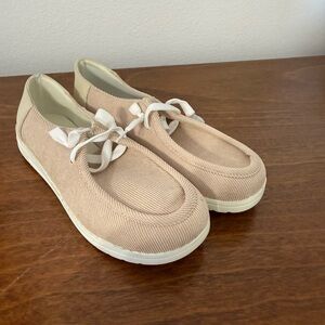 Beige Corduroy Style Casual Sneakers